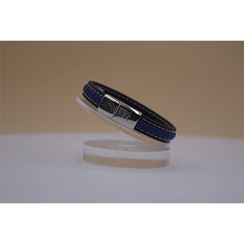 Bracelet cuir natte – noir bleu