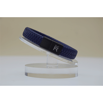 Bracelet cuir mèche – bleu