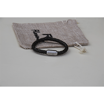 Bracelet cuir fine – noir argent