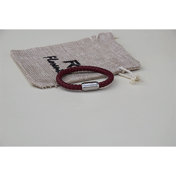 Bracelet cuir fine – rouge argent